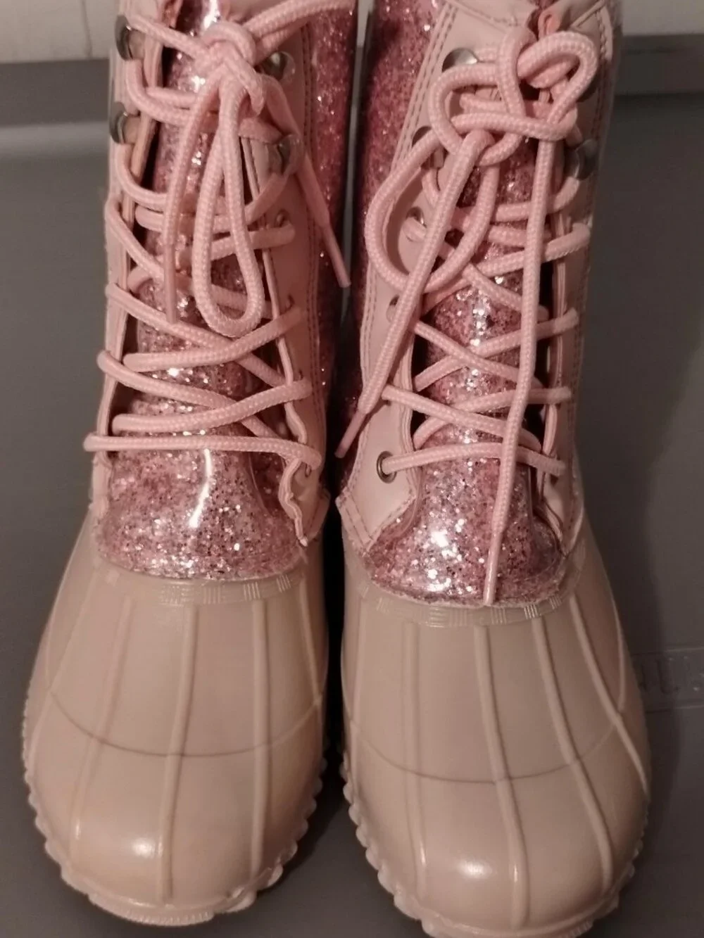 Juicy Couture TALOS Pink Glitter Rain Duck Boots Women's Size 7 NEW NO BOX